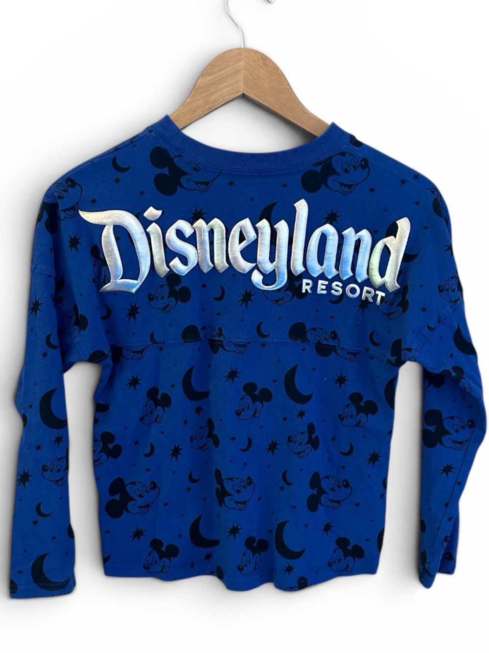 Disney Royal Blue Mickey Moon Print Long Sleeve Shirt size large - Picture 2 of 3